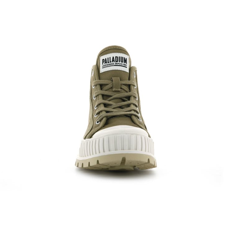Dámské Tenisky Palladium Pallashock Mid OG High Tops Olivy Zelené | CZ ELF-03H
